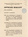 Printed sample copy of ballot used in special state election on prohibition and suffrage